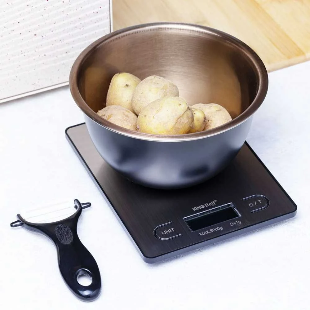 Virtuvinės svarstyklės Waga Svarstyklės Virtuvės svarstyklės, sidabro spalvos, 5kg, „Kinghoff“