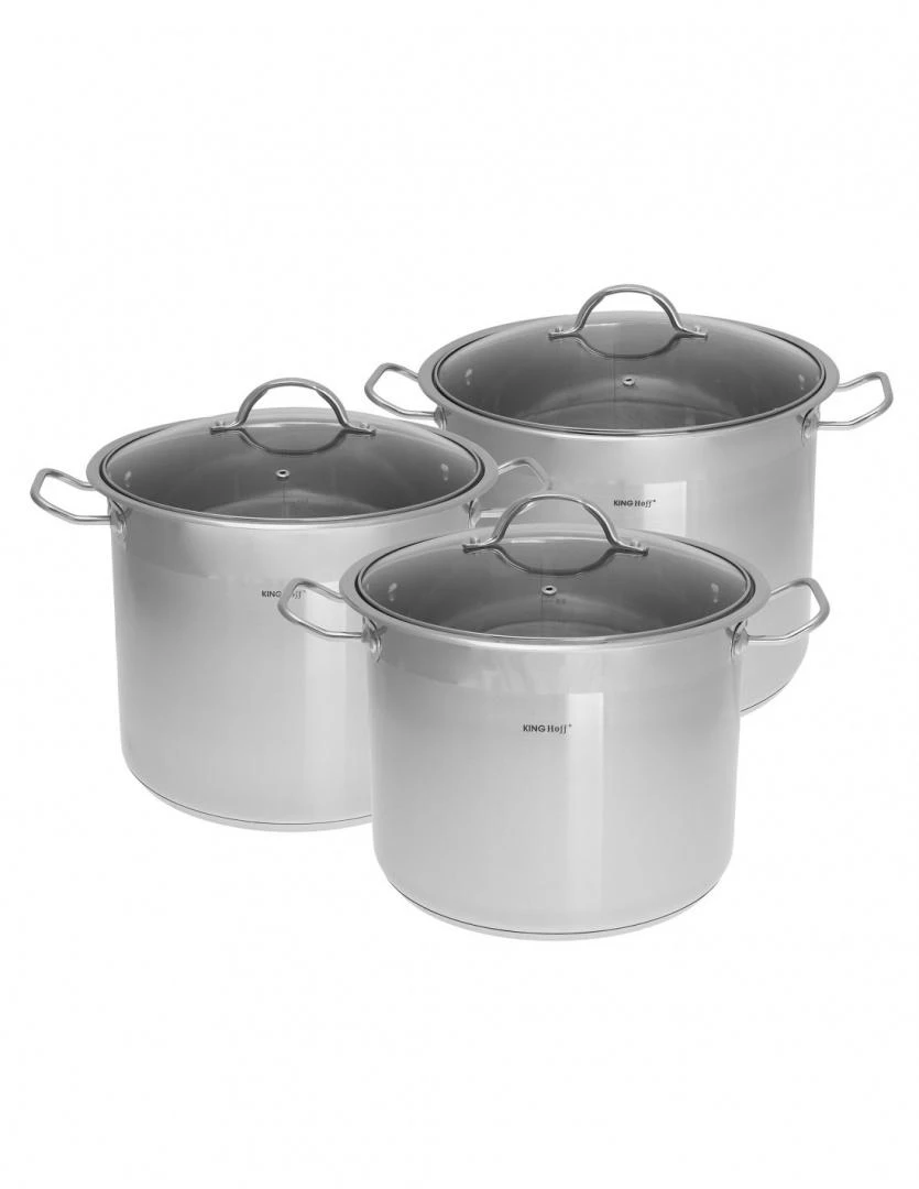 King Hoff Rinkinys „Kinghoff“ 6 dalių puodų rinkinys, plienas, 20, 22, 24 cm skersmens