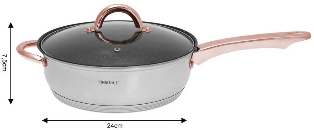 King Hoff Rinkinys „Kinghoff“ rožinio aukso spalvos virtuvės reikmenų rinkinys, 12 dalių