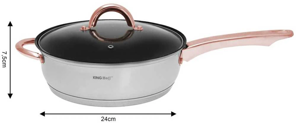 King Hoff Rinkinys „Kinghoff“ rožinio aukso spalvos virtuvės reikmenų rinkinys, 12 dalių