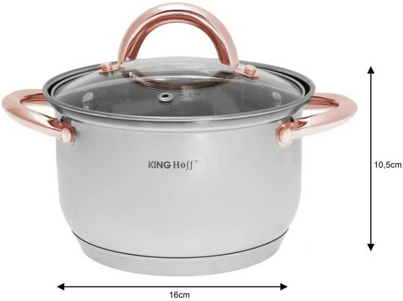 King Hoff Rinkinys „Kinghoff“ rožinio aukso spalvos virtuvės reikmenų rinkinys, 6 dalys
