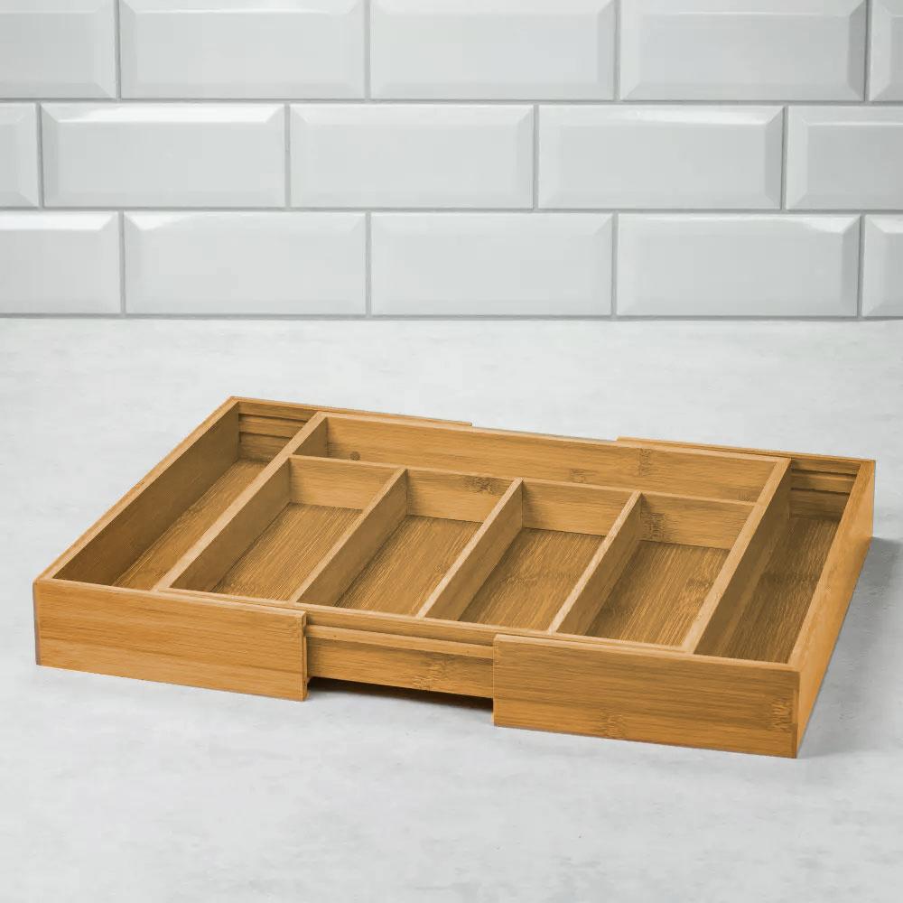 King Hoff Kasetė Stumdomas stalčiaus įdėklas, bambukas 5x31,5x5cm kinghoff