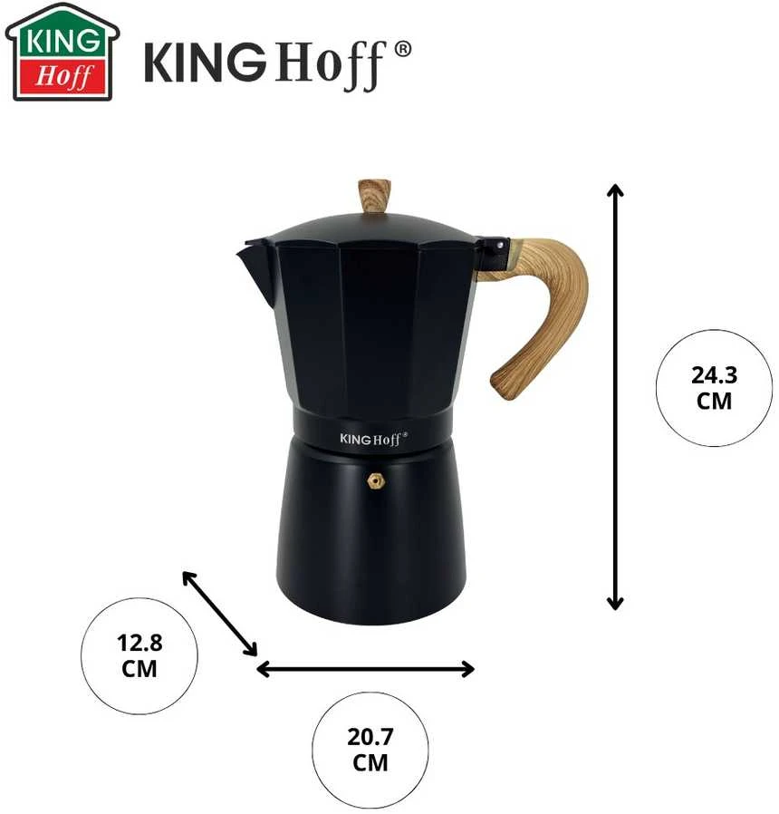 Zaparzacz Espreso kavos virimo aparatas, aliumininis, 6 puodeliai, juodas/medžio imitacijos, „Kinghoff“, KH-1888