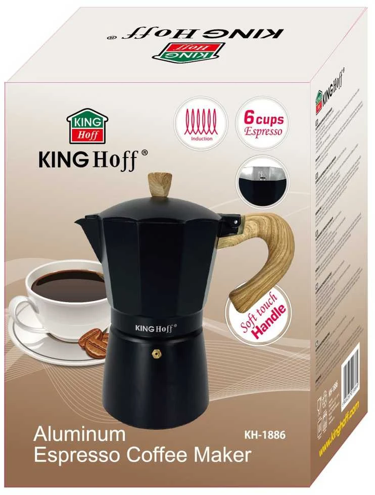 KingHoff KH-1886 moka kavinukas su medine rankena