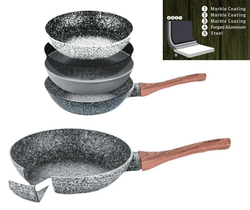 King Hoff Patelna Keptuvė su dangčiu, aliuminio, pilko marmuro, 22 cm skersmens, „Kinghoff“