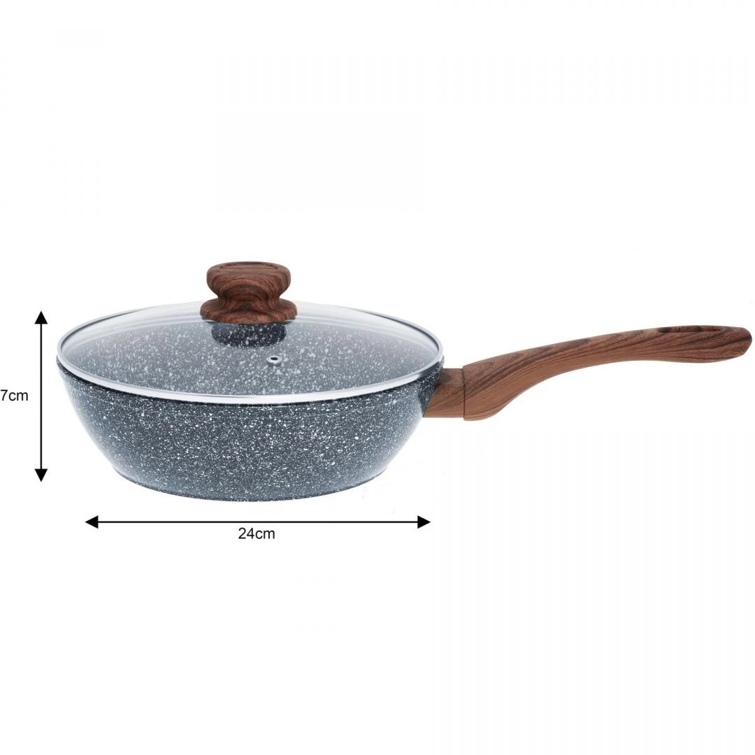 King Hoff Patelna Keptuvė su dangčiu, aliuminio, pilko marmuro, 22 cm skersmens, „Kinghoff“