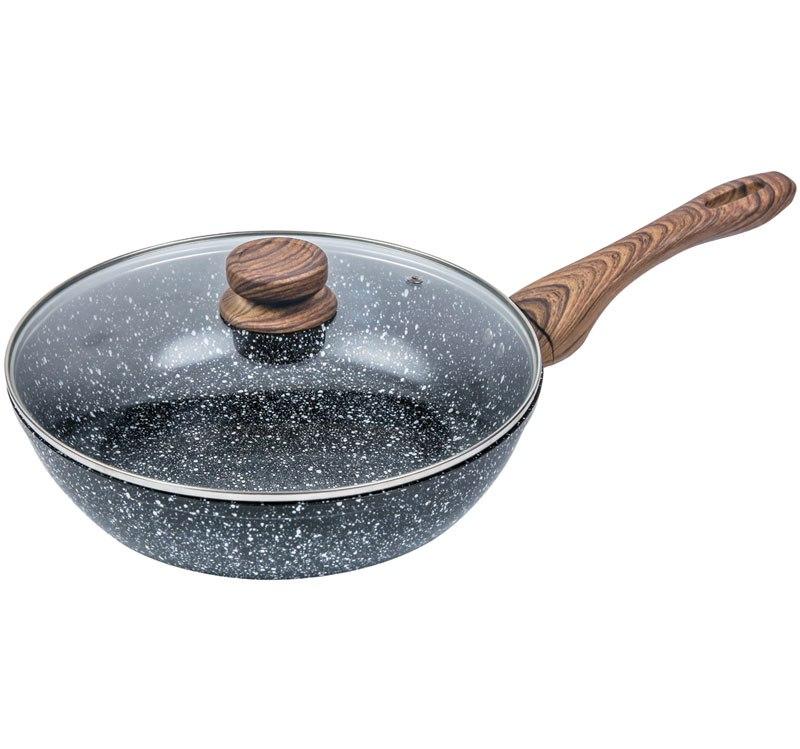 King Hoff Keptuvė Keptuvė su dangčiu, aliuminio, pilko marmuro, 28 cm skersmens, „Kinghoff“