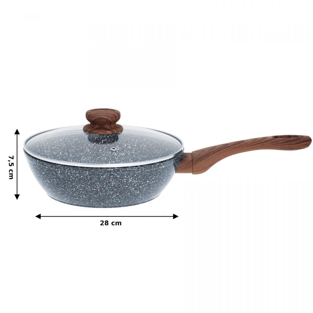 King Hoff Keptuvė Keptuvė su dangčiu, aliuminio, pilko marmuro, 28 cm skersmens, „Kinghoff“