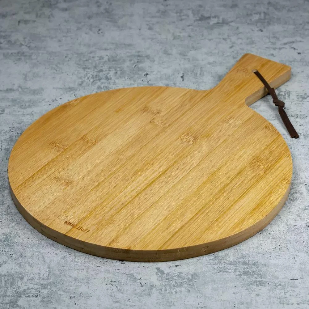 Deska „Kinghoff“ bambukinė picos serviravimo lenta, 30 cm skersmens