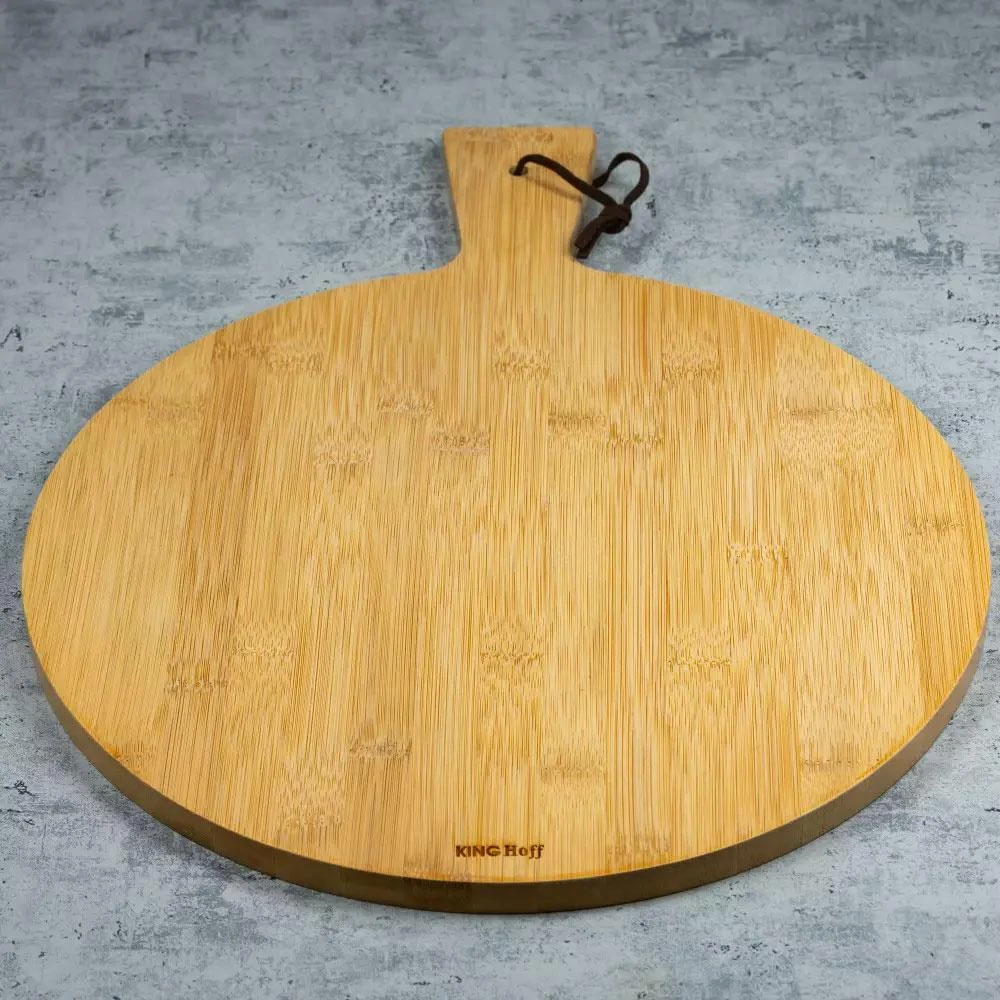 King Hoff Deska „Kinghoff“ bambukinė picos serviravimo lenta, 35 cm skersmens