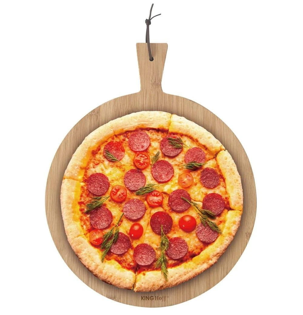 King Hoff Deska „Kinghoff“ bambukinė picos serviravimo lenta, 35 cm skersmens