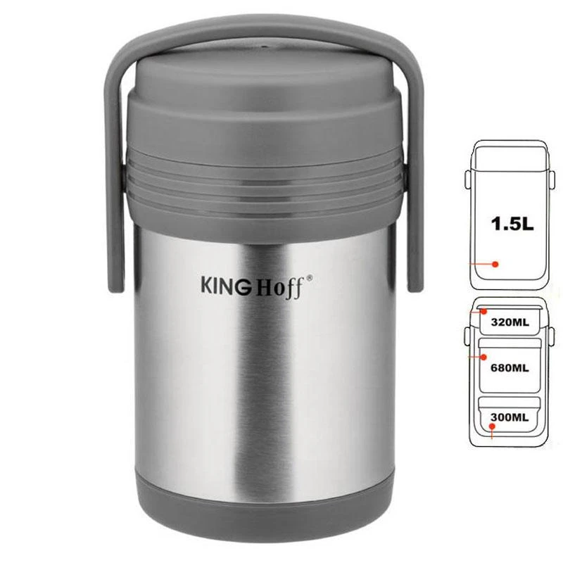 King Hoff TERMOSAS KINGHOFF 1,5L + 3 DĖŽUTĖS KH-4075