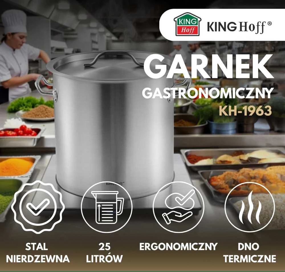 King Hoff Kh-1963 Gastronominis puodas 25l, nerūdijantis plienas, indukcija
