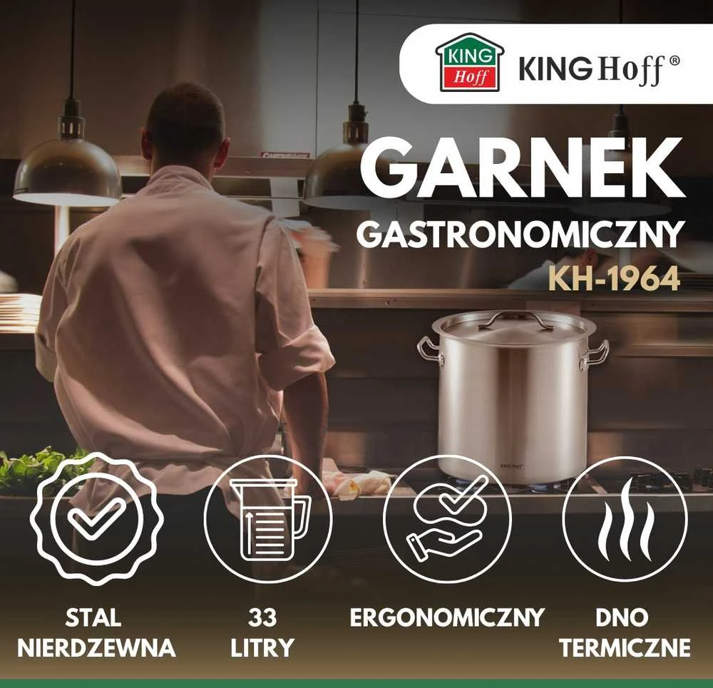 King Hoff Puodas Gastronorm puodas, nerūdijantis plienas, skersmuo 35cm, 33l, kinghoff, kh-1964