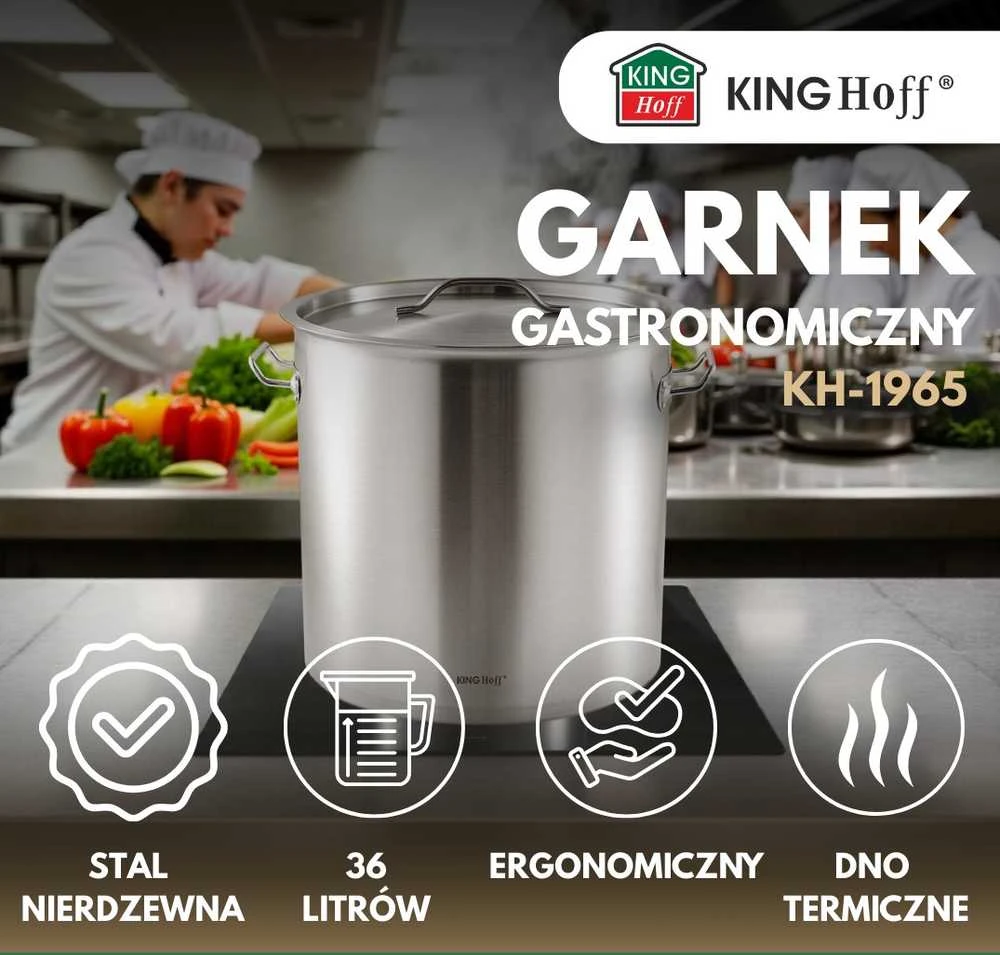 Garnek Puodas Gastronorm puodas, nerūdijantis plienas, skersmuo 36 cm, 36 l, kinghoff, kh-1965