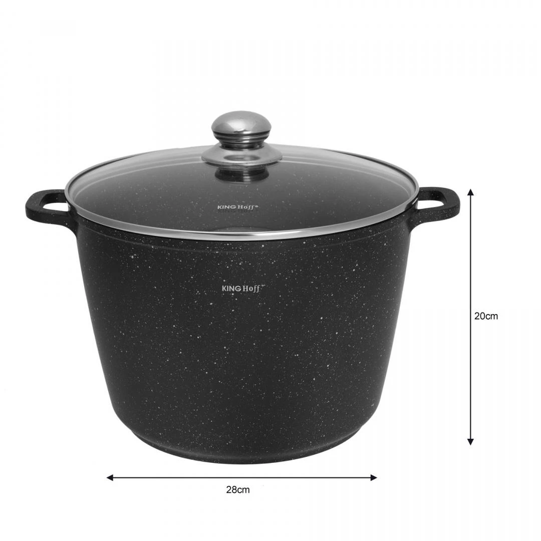 King Hoff Puodas Puodas su marmurine danga, 28 cm skersmens, 10 l, juodas, „Kinghoff“