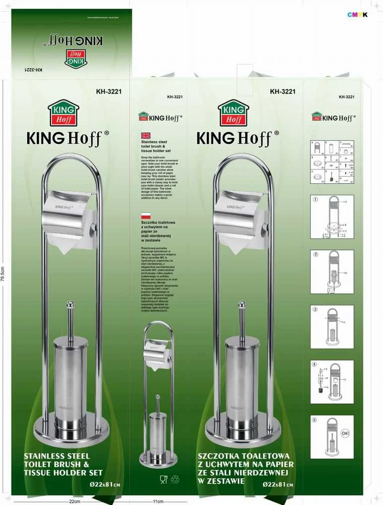 King Hoff Szczotka Tualetinis šepetys su popieriaus laikikliu, „Kinghoff“ plienas