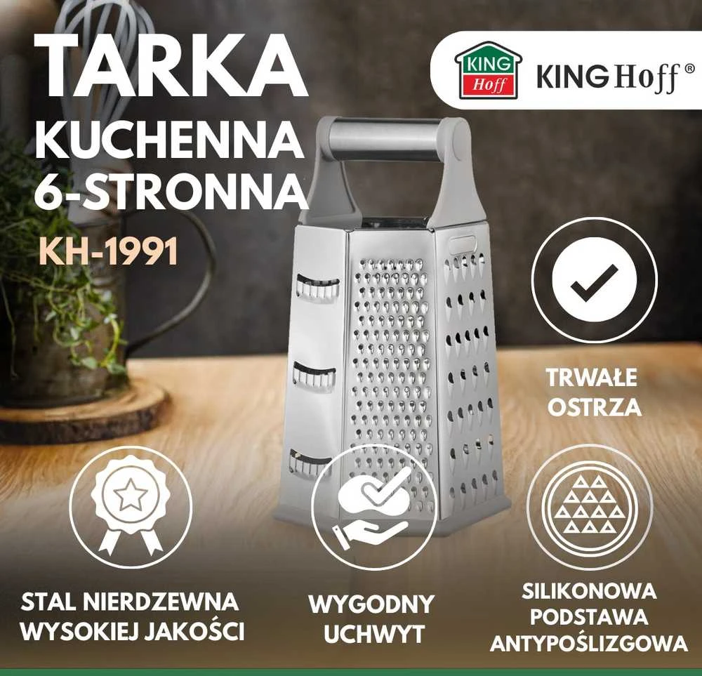 King Hoff Daržovių tarka, 4 pusių, nerūdijančio plieno, „Kinghoff“, kh-1991