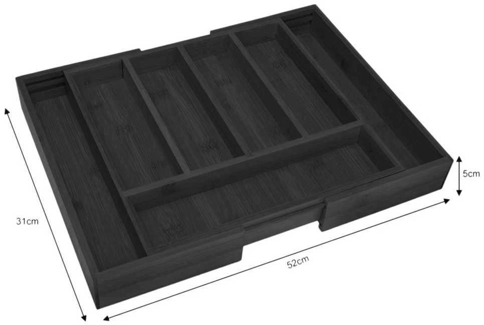 Organizer Bambukinis stalčių organizatorius, juodas, 52x31,5x5, kinghoff