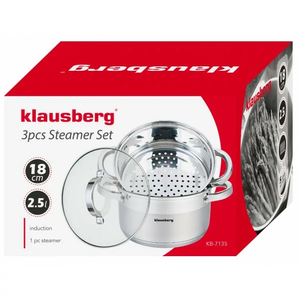 Klausberg KB-7135 Garų puodo rinkinys (3 dalių), Ø18 cm