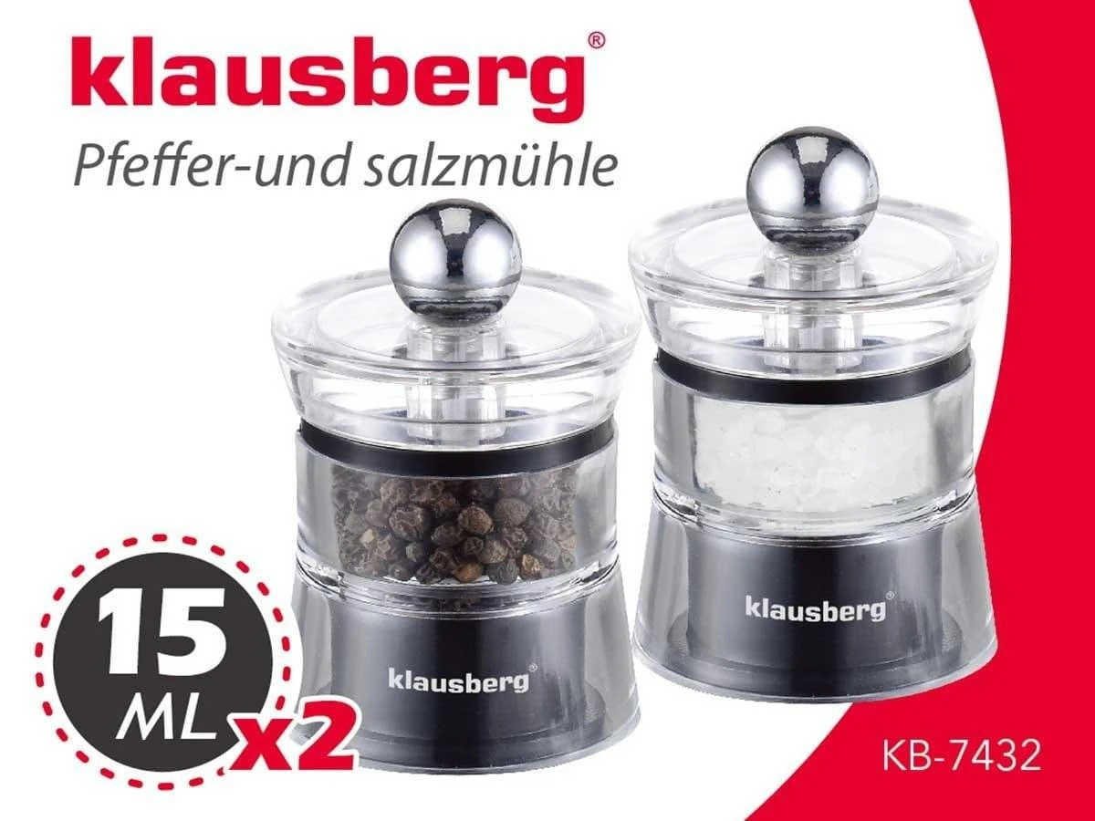 Rinkinys Klausberg pipirų ir druskos malūnėlių rinkinys