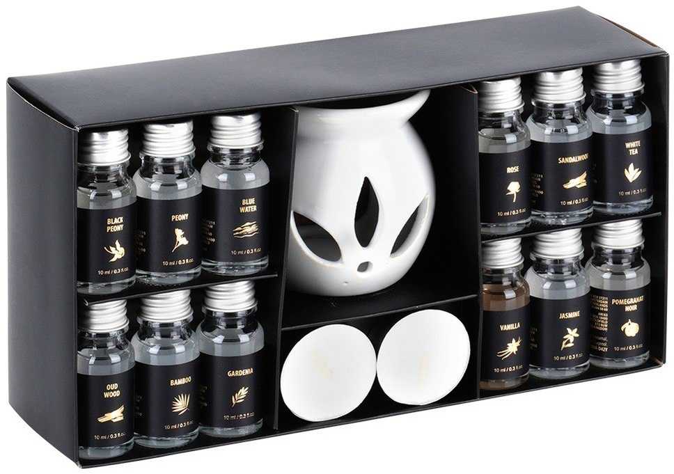 Home Styling Collection Duftöllampe Duftlampe mit ätherischen Ölen Ätherisches Öl-Set mit Stövchen aus Keramik 15-tlg.