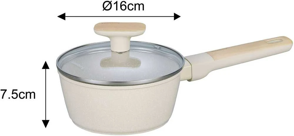 Puodai komplekte, 12 dalių, su nepridegančia danga, smėlio sp., klausberg, kb-7833