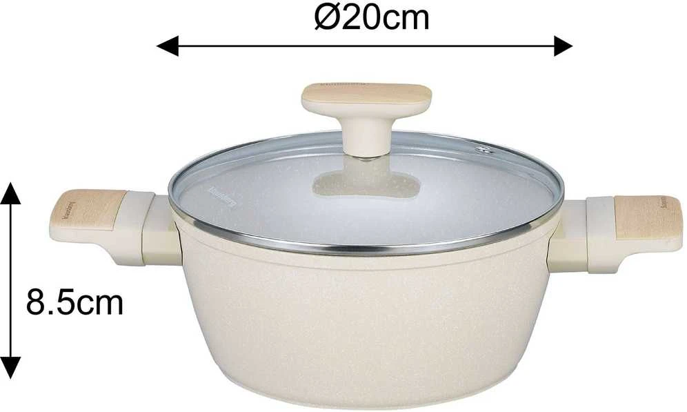 Puodai komplekte, 12 dalių, su nepridegančia danga, smėlio sp., klausberg, kb-7833