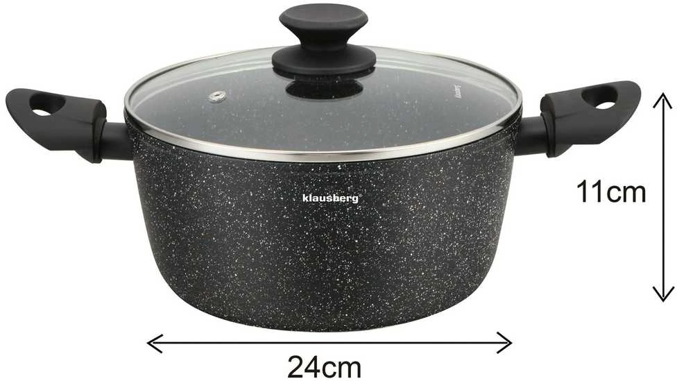 Garnki Puodai su marmurine nelimpančia danga, 12 vnt. rinkinys, Klausberg