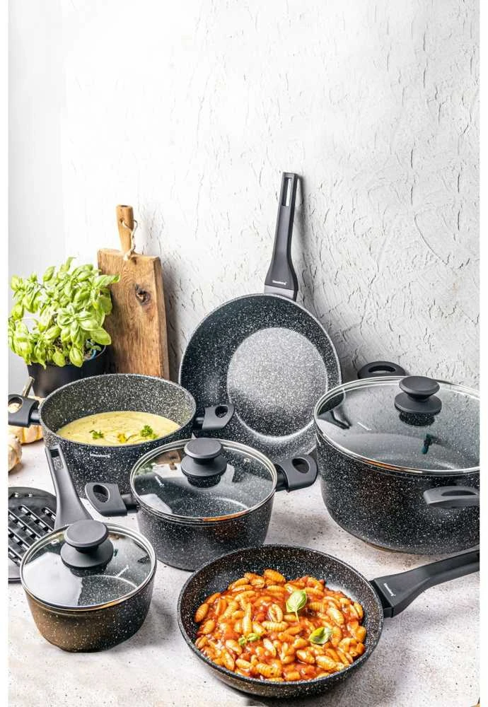 Puodai su marmurine nepridegančia danga, komplektas 12 dalių klausberg