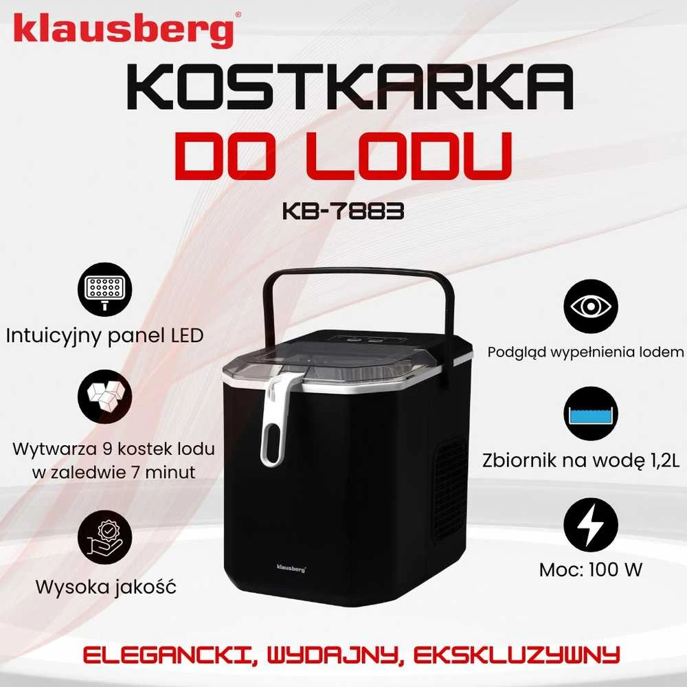 Kostkarka Automatinis ledo gaminimo aparatas, 100 W, 1,2 l bakas, LED skydelis, Klausberg, kb-7883