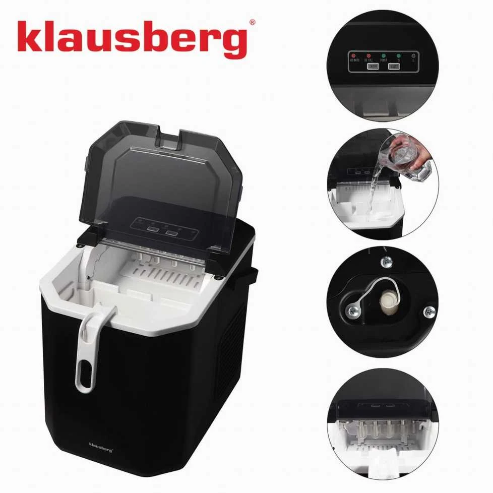 Kostkarka Automatinis ledo gaminimo aparatas, 100 W, 1,2 l bakas, LED skydelis, Klausberg, kb-7883