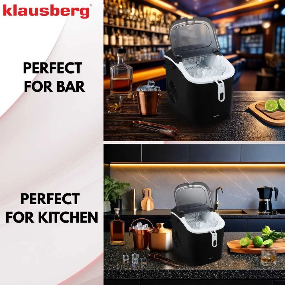 Kostkarka Automatinis ledo gaminimo aparatas, 100 W, LED skydelis, 1,2 l bakas, Klausberg, kb-7882
