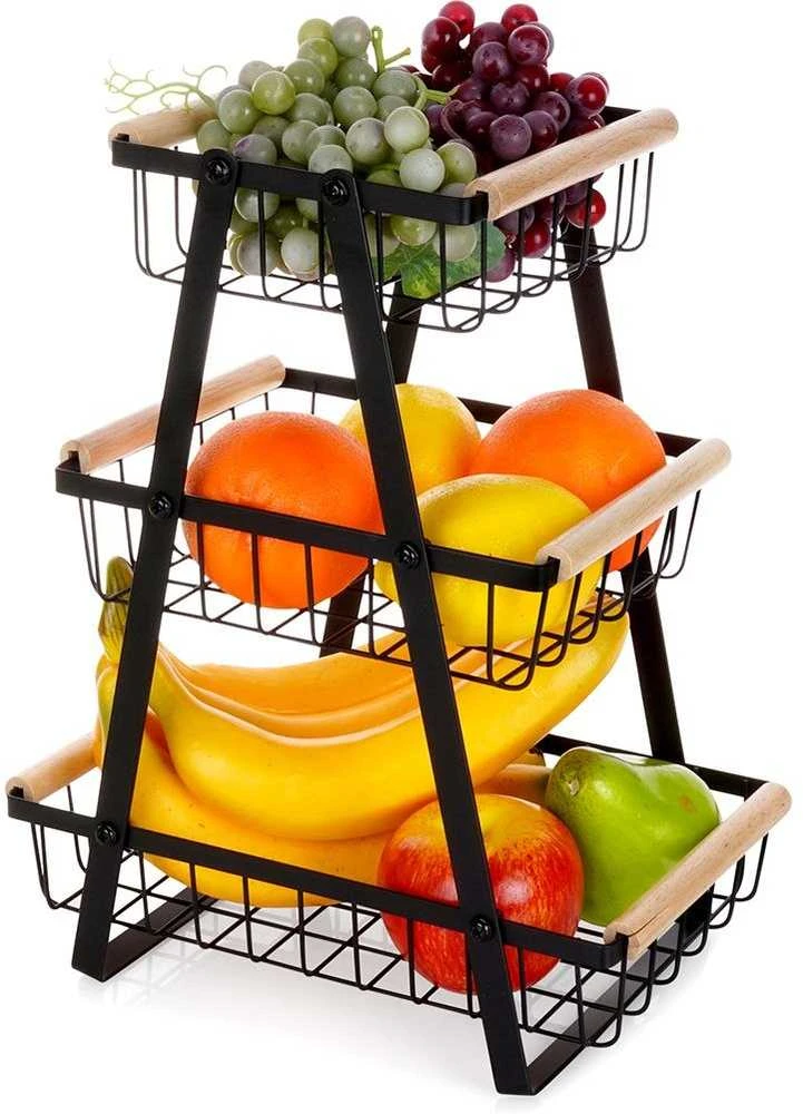 Vilde Vaisių krepšelis metalinis 3 pakopų 28x17,5x34,5 cm
