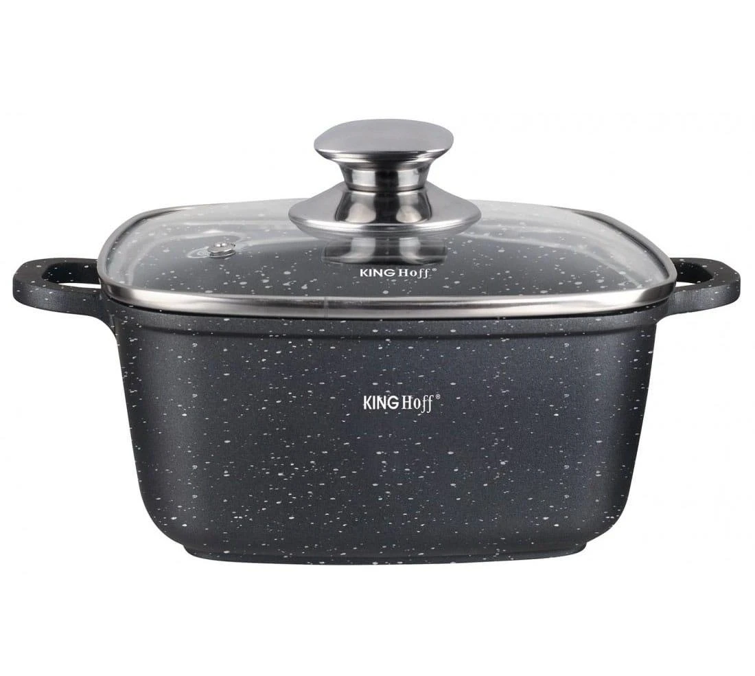 King Hoff Puodas Puodas su marmurine danga, 28x28cm, 6.5l, juodas, kinghoff