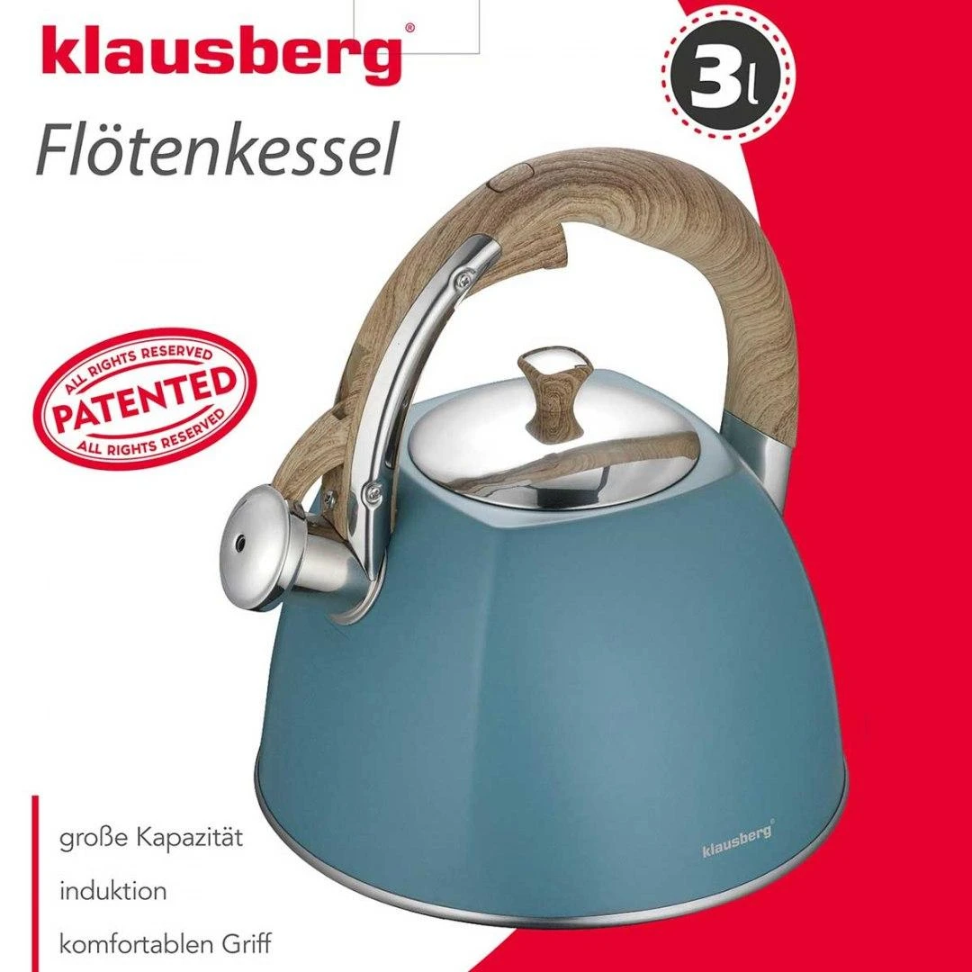 Klausberg turkio spalvos arbatinukas su medžio imitacijos rankena