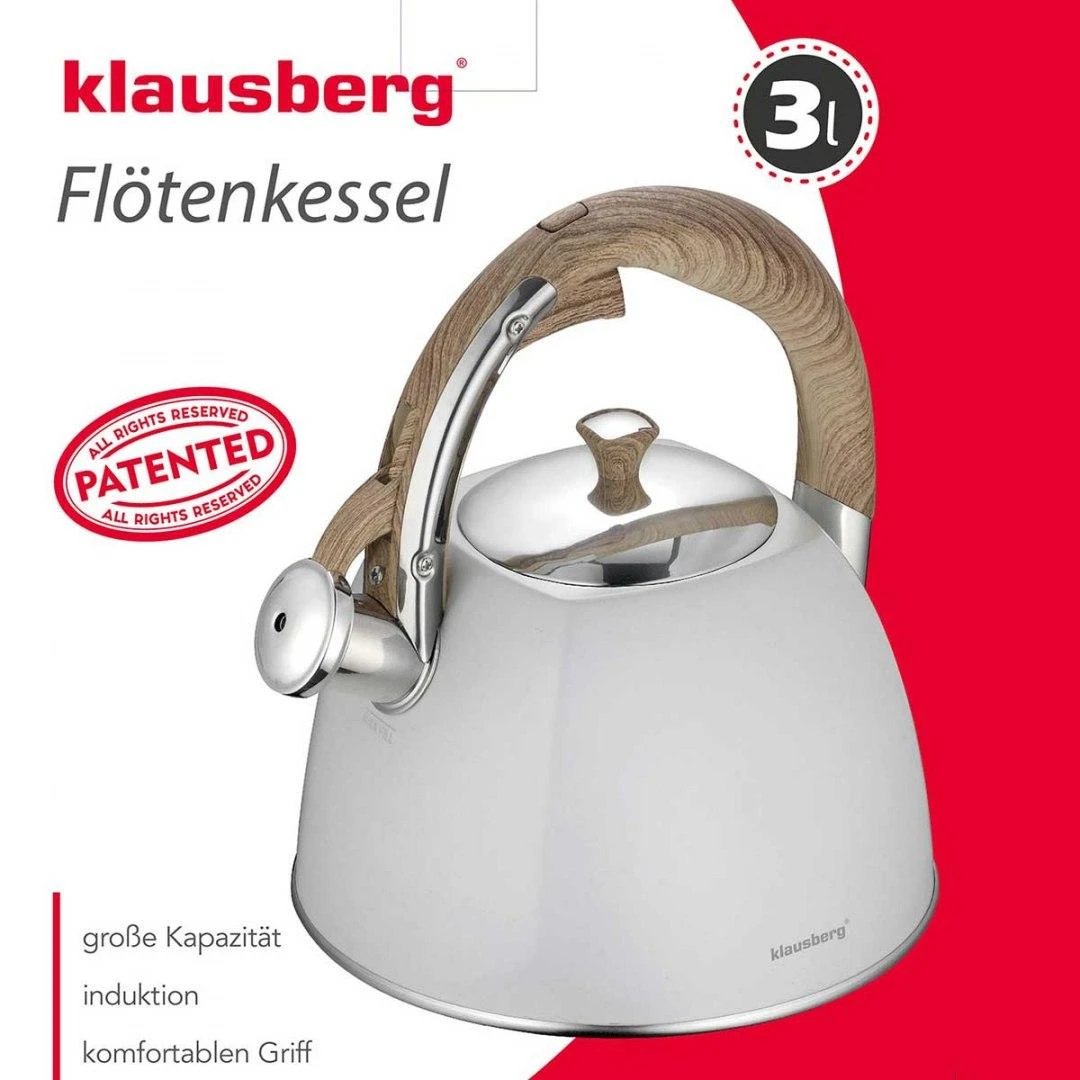 Klausberg virdulys 3l, šviesiai pilkas su medžio imitacijos rankena