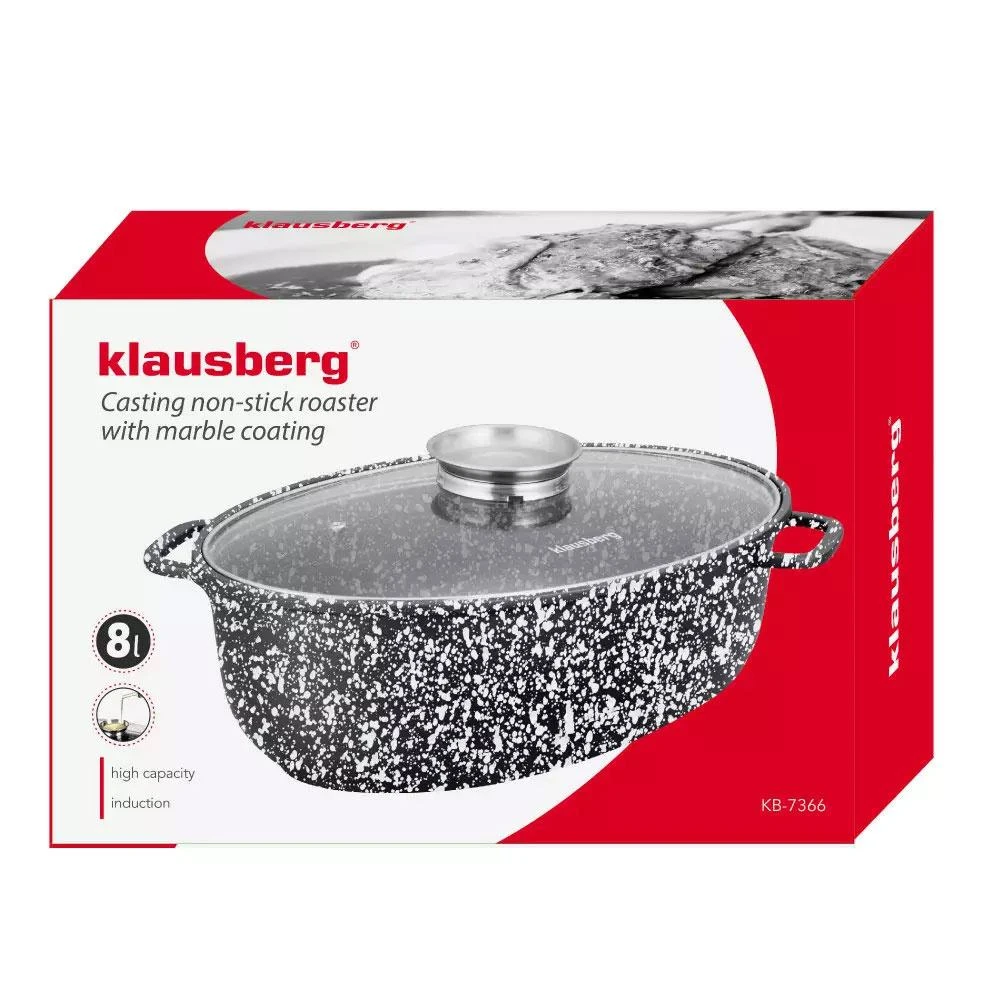Brytfanka 8 l kepimo skarda, pilkas marmuras, Klausberg