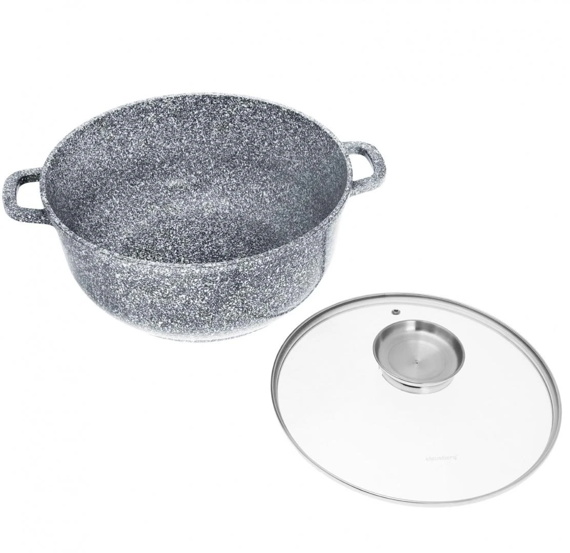 Puodas Aliuminio puodas, pilkas marmuras, 28 cm skersmuo, 6,8 l, Klausberg