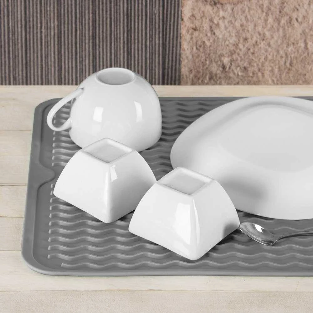 Lumarko Vaatdroogmat Rubber Grijs 40x30,5 cm - Schotel Droogmat Droogmat voor Aanrecht