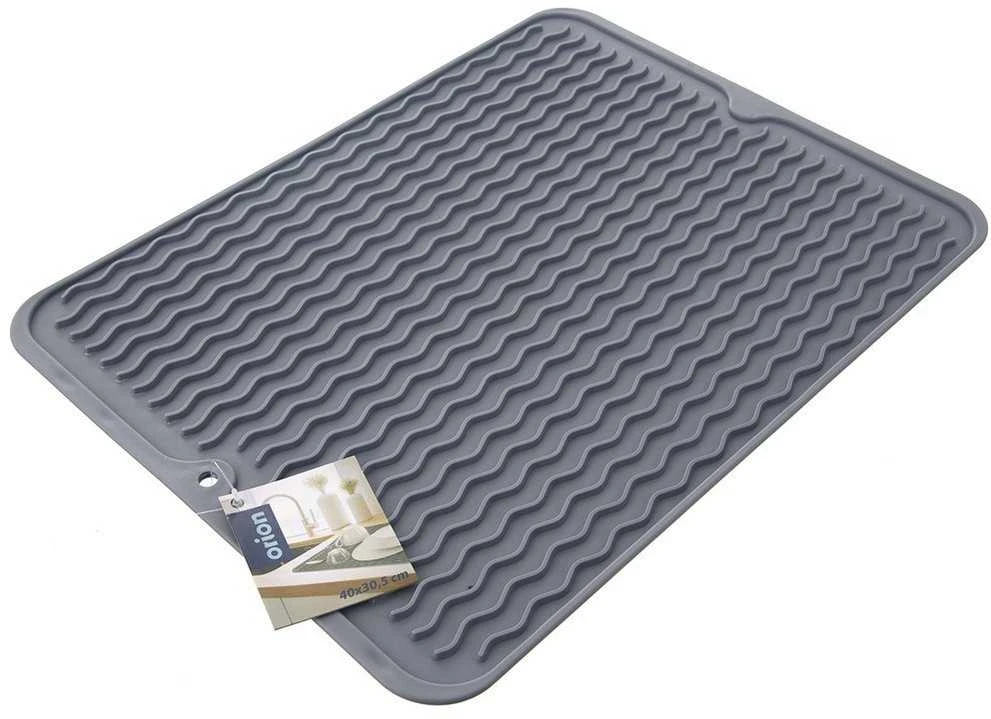 Lumarko Vaatdroogmat Rubber Grijs 40x30,5 cm - Schotel Droogmat Droogmat voor Aanrecht