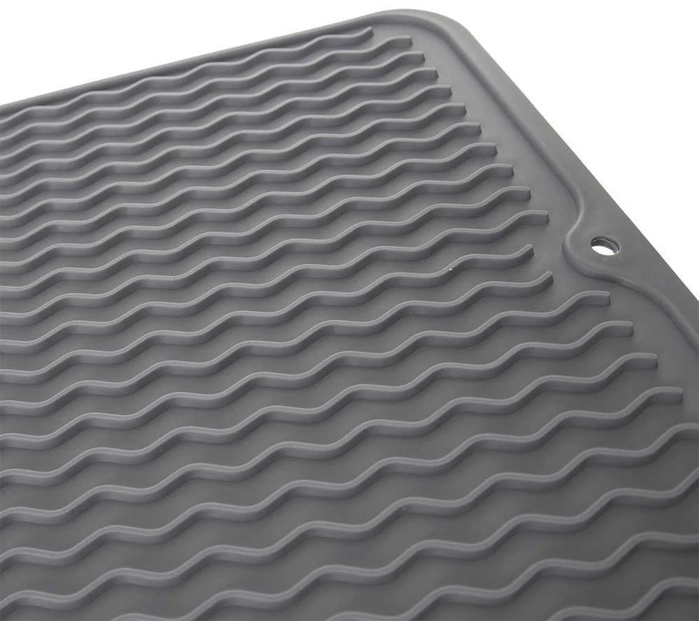 Lumarko Vaatdroogmat Rubber Grijs 40x30,5 cm - Schotel Droogmat Droogmat voor Aanrecht