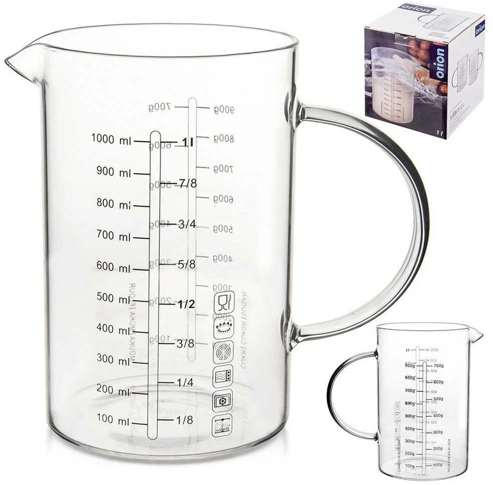 Excellent Houseware Küchenmessbecher Messbecher Messkanne aus Glas 1 L
