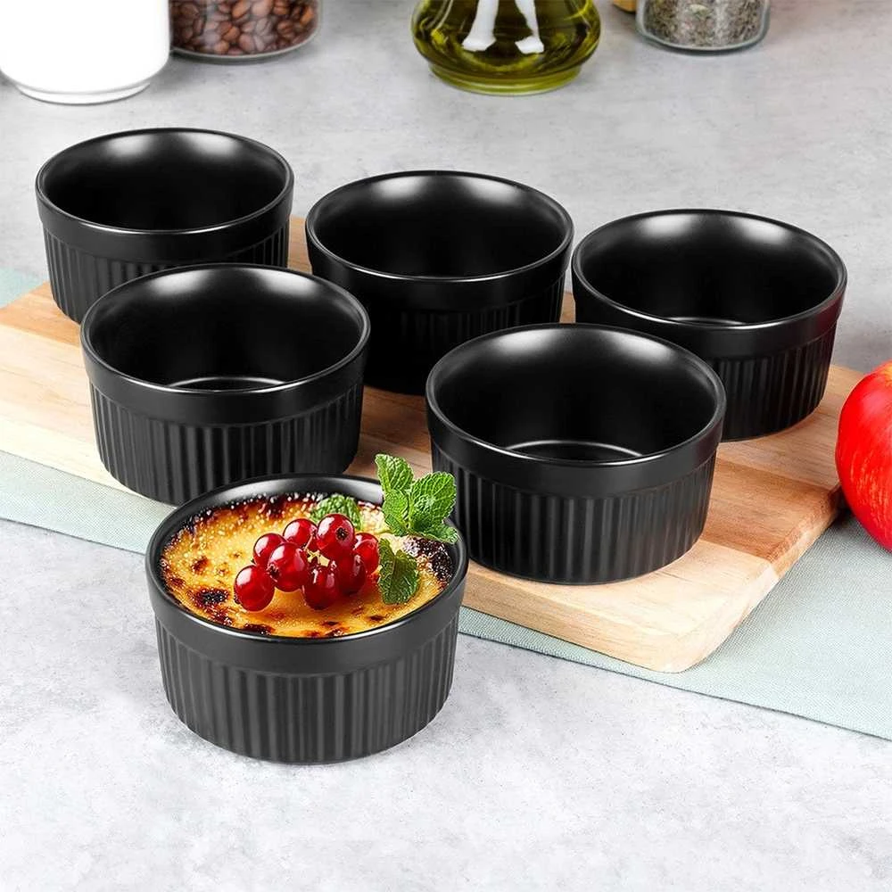 Keramikinės juodos kepimo formelės Vilde 260 ml, 6 vnt.