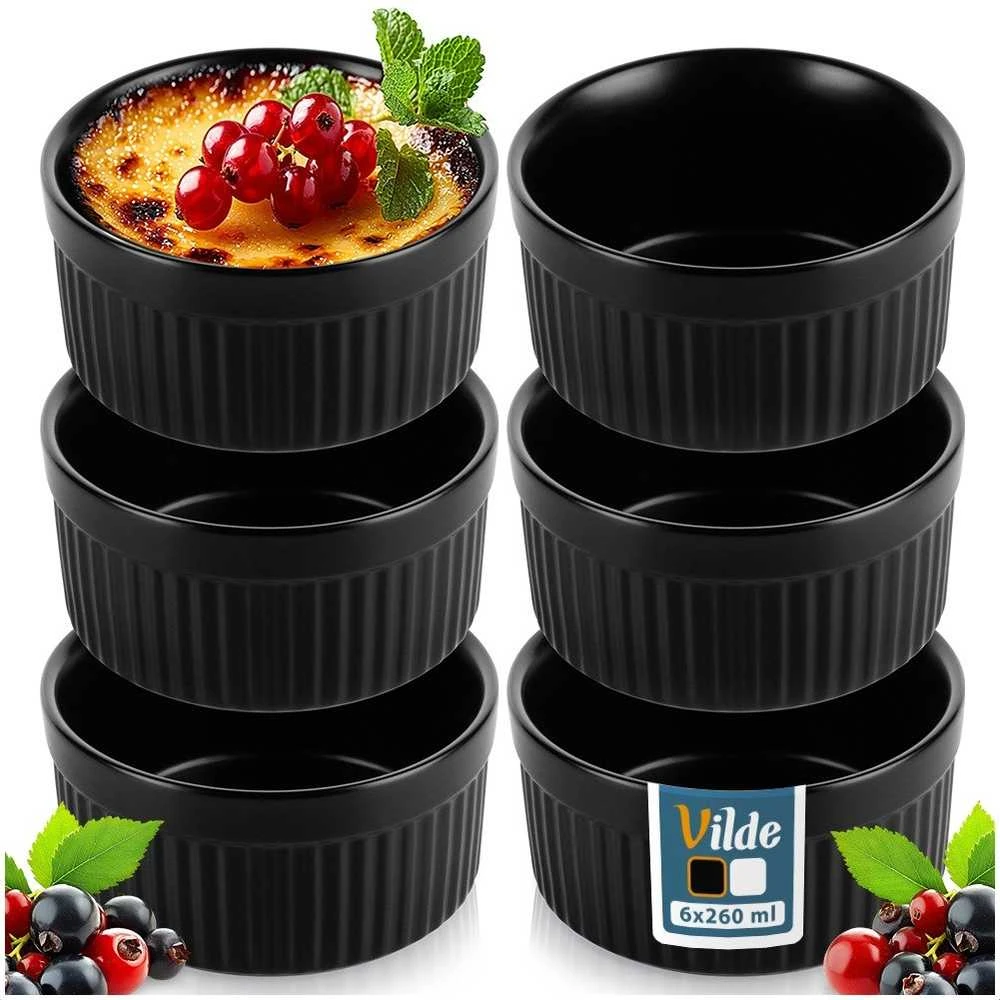 Keramikinės juodos kepimo formelės Vilde 260 ml, 6 vnt.