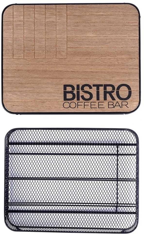 Vilde BISTROT Kavos kapsulių dėklas metalinis juodas 30,5x24x6,5 cm