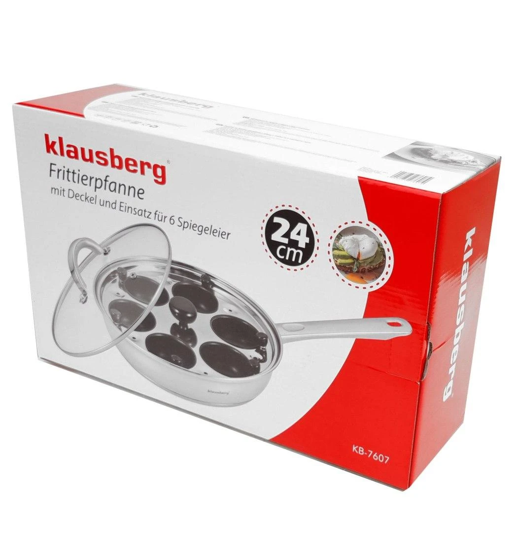 Keptuvė Keptuvė su kiaušinių įdėklu, stikliniu dangčiu, 24 cm skersmens, Klausberg