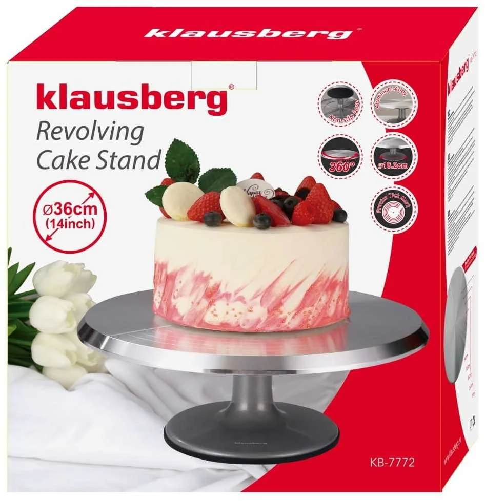 Klausberg Tortinė Nerūdijančio plieno besisukanti lėkštė 36 cm
