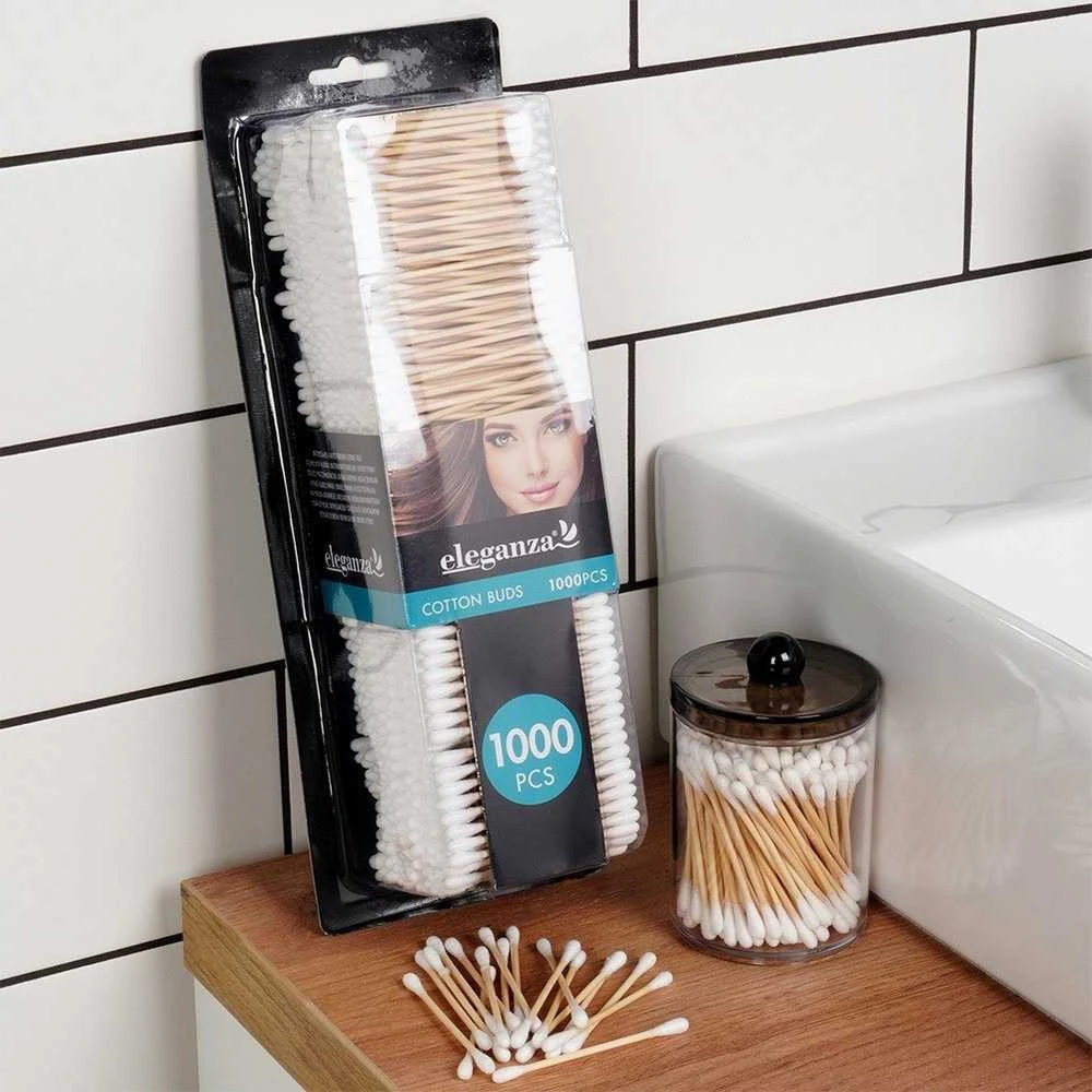 Home Styling Collection Eleganza kosmetiniai lazdelės, 1000 vnt. bambuko ir medvilnės