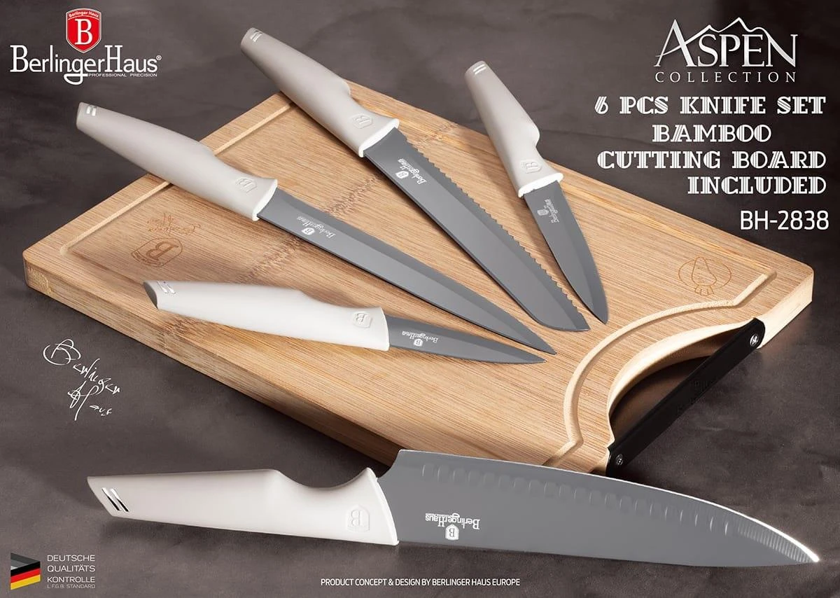 Rinkinys NOŻY Z DESKĄ 6 EL. BERLINGER HAUS ASPEN BH-2838